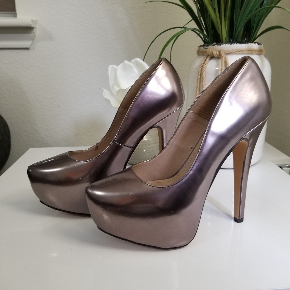 E Efe Stiletto Heels Pumps Rose Metallic Size 7